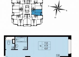 Однокомнатная квартира на продажу, 42.9 м2, Владимир, ЖК Гвардейский 2.0