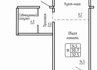 Продается однокомнатная квартира, 32.5 м2, Новосибирск, метро Площадь Гарина-Михайловского