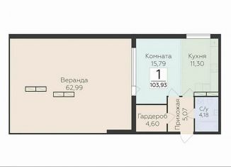 Однокомнатная квартира на продажу, 103.9 м2, деревня Лупполово, Деревенская улица, 21