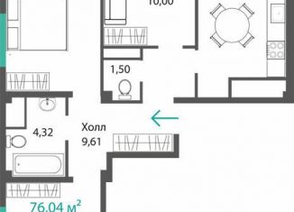 Продаю 3-ком. квартиру, 71.7 м2, село Мирное
