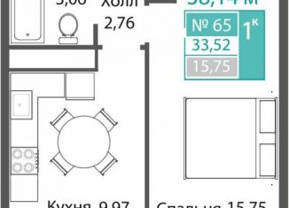 Продаю 1-комнатную квартиру, 33.5 м2, село Мирное