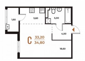 Продажа квартиры студии, 34.8 м2, Москва, деревня Зимёнки, 18