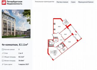 Трехкомнатная квартира на продажу, 82.1 м2, посёлок Стрельна
