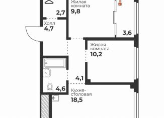 Продажа 2-ком. квартиры, 55 м2, Челябинск