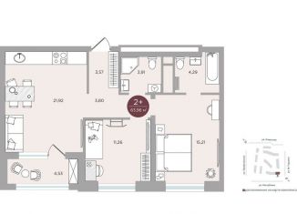 Продам 2-ком. квартиру, 64 м2, Тюмень, улица Николая Машарова, 10, ЖК Машаров