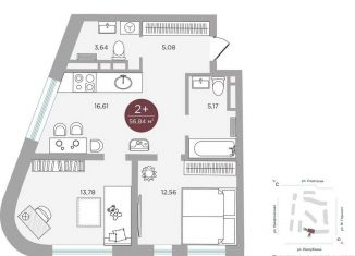 Продаю 2-ком. квартиру, 56.8 м2, Тюмень, улица Николая Машарова, 10, ЖК Машаров