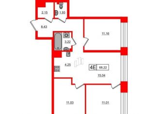 Продается 3-ком. квартира, 68 м2, Санкт-Петербург, улица Челюскина, 8, метро Зенит