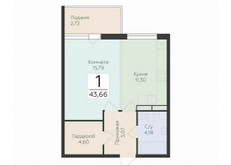 Продается однокомнатная квартира, 43.7 м2, деревня Лупполово, Деревенская улица, 21