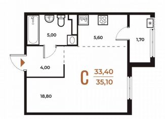 Продажа квартиры студии, 35.1 м2, Москва, деревня Зимёнки, 18