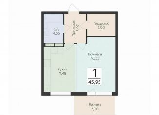 Продается 1-комнатная квартира, 46 м2, деревня Лупполово