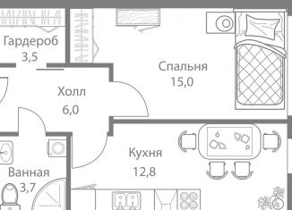 Продажа 1-комнатной квартиры, 41 м2, Москва, метро Молодёжная