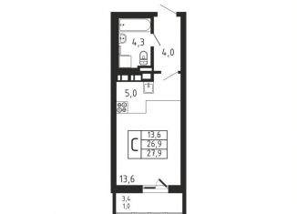 Продаю квартиру студию, 27.9 м2, деревня Пирогово, ЖК Пироговская Ривьера