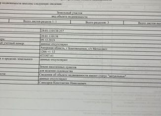 Продаю земельный участок, 12.5 сот., Благовещенск