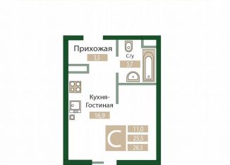 Продам квартиру студию, 28.3 м2, Крым, Парковая улица, уч4
