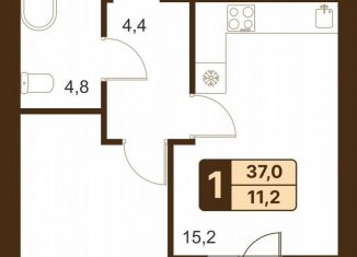 Однокомнатная квартира на продажу, 37 м2, СНТ Колос БГАУ, село Миловка, 3
