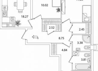 Продажа трехкомнатной квартиры, 81.5 м2, Санкт-Петербург, Красносельский район
