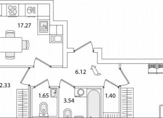 Продажа двухкомнатной квартиры, 55.5 м2, Санкт-Петербург, Красносельский район