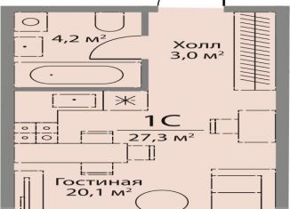 Квартира на продажу студия, 27.3 м2, Москва, район Раменки, Мосфильмовская улица, 100
