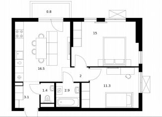 Продам 2-комнатную квартиру, 53 м2, деревня Новое Девяткино, ЖК Заречный Парк