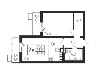 Продается 1-комнатная квартира, 48.6 м2, деревня Пирогово, ЖК Пироговская Ривьера