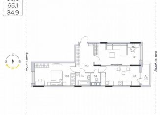 Продается двухкомнатная квартира, 65.1 м2, деревня Пирогово, улица Ильинского, 8, ЖК Пироговская Ривьера