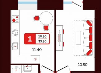 Продаю 1-ком. квартиру, 33.8 м2, Туймазы, переулок Луначарского, 5