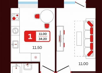 Продаю 1-ком. квартиру, 34.2 м2, Туймазы, переулок Луначарского, 5