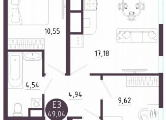 Продам двухкомнатную квартиру, 49 м2, Тула, Пряничная улица, 9