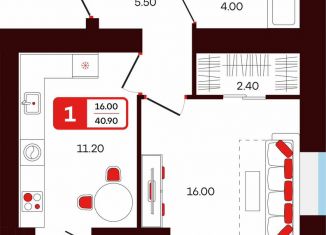 Продам 1-комнатную квартиру, 40.9 м2, Туймазы, переулок Луначарского, 5