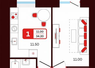 Продам 1-комнатную квартиру, 34.2 м2, Туймазы, переулок Луначарского, 5