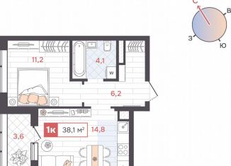 Продаю 1-ком. квартиру, 38.1 м2, Екатеринбург, Ленинский район