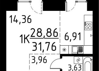 Продам однокомнатную квартиру, 31.8 м2, деревня Кисловка, улица Марины Цветаевой, 42