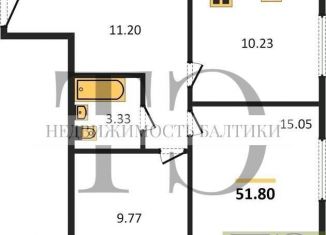 Продажа 2-ком. квартиры, 51.8 м2, Калининград, Воздушный переулок, 6, ЖК Ратсхоф Парк