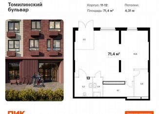 Продаю помещение свободного назначения, 71.4 м2, Котельники, микрорайон Ковровый, 11