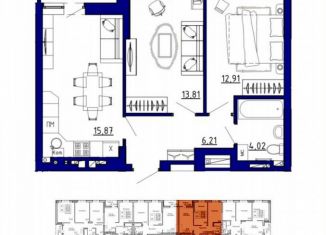 Продаю двухкомнатную квартиру, 54.4 м2, Аксай