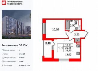 Продажа однокомнатной квартиры, 30.2 м2, Санкт-Петербург, метро Озерки