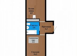 Продаю двухкомнатную квартиру, 42.8 м2, Чита