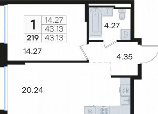 Продам 1-комнатную квартиру, 43.1 м2, Санкт-Петербург, Петроградский район, набережная Гребного канала, 1