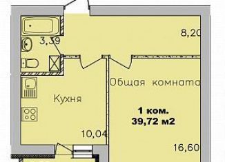 Однокомнатная квартира на продажу, 39.7 м2, Новосибирск, улица Романтиков, 26