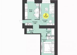 2-ком. квартира на продажу, 73.8 м2, Йошкар-Ола, улица Машиностроителей, 59