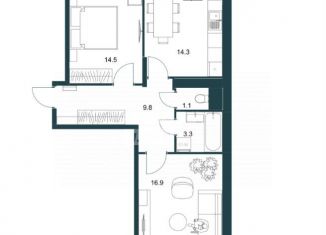 Продается двухкомнатная квартира, 60.9 м2, Липецк, Минская улица, 6Б