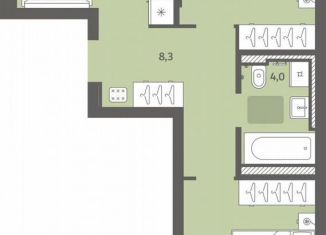 Продается 2-комнатная квартира, 52.5 м2, деревня Хохряки