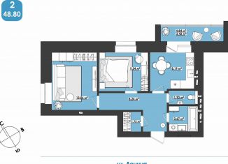 2-комнатная квартира на продажу, 48.8 м2, Чита