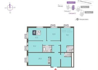 Продажа 4-ком. квартиры, 119.3 м2, Москва, улица Вертолётчиков, 21к5, метро Некрасовка