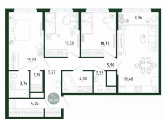 Продам 3-ком. квартиру, 85.6 м2, Тула, улица Генерала Маргелова, 9В