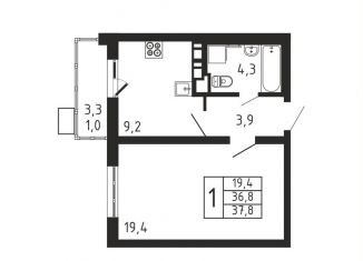 Продается 1-комнатная квартира, 37.8 м2, деревня Пирогово, ЖК Пироговская Ривьера