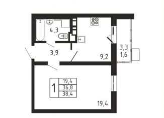 Продажа 1-комнатной квартиры, 38.4 м2, деревня Пирогово, ЖК Пироговская Ривьера