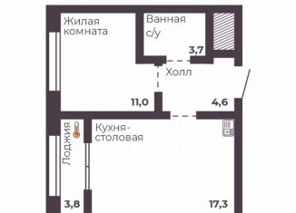 Продажа однокомнатной квартиры, 36.6 м2, Челябинск, Тракторозаводский район, проспект Ленина, 1