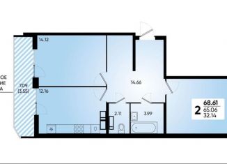 Продаю двухкомнатную квартиру, 69 м2, Краснодар, улица имени Героя Николая Шевелёва, 17, микрорайон Губернский