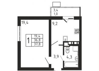 Продажа 1-ком. квартиры, 37.8 м2, деревня Пирогово, ЖК Пироговская Ривьера